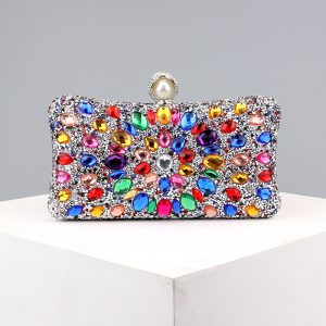 Square diamond bag handbag shoulder bag messenger bag evening bag women's fashion banquet match dress rhinestone bag