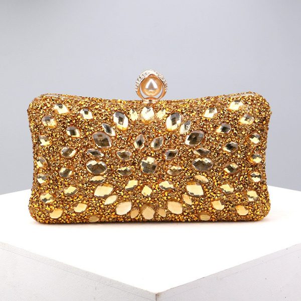 Square diamond bag handbag shoulder bag messenger bag evening bag women's fashion banquet match dress rhinestone bag