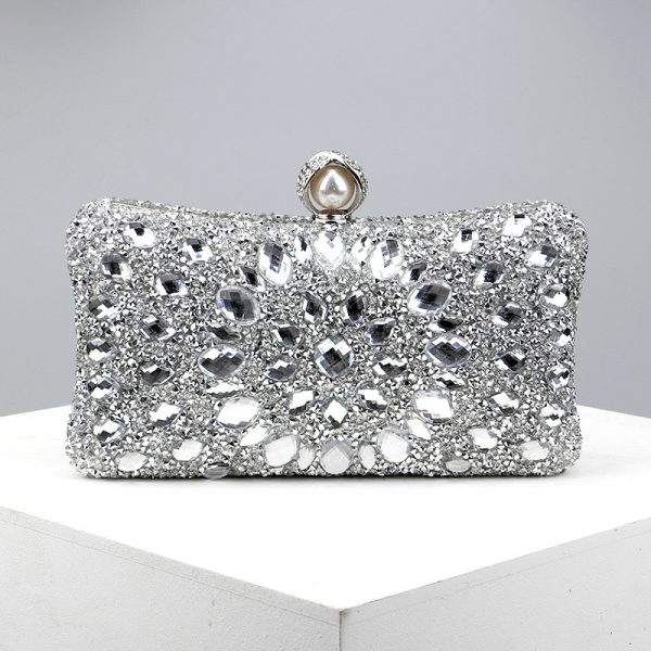 Square diamond bag handbag shoulder bag messenger bag evening bag women's fashion banquet match dress rhinestone bag