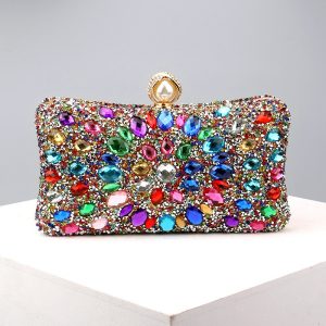 Square diamond bag handbag shoulder bag messenger bag evening bag women's fashion banquet match dress rhinestone bag