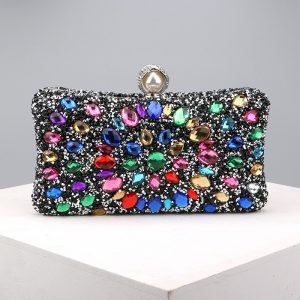 Square diamond bag handbag shoulder bag messenger bag evening bag women's fashion banquet match dress rhinestone bag