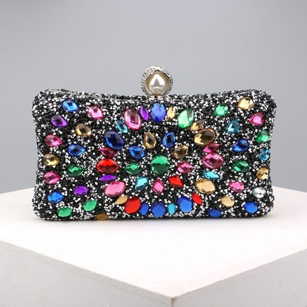 Square diamond bag handbag shoulder bag messenger bag evening bag women's fashion banquet match dress rhinestone bag