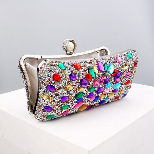 Square diamond bag handbag shoulder bag messenger bag evening bag women's fashion banquet match dress rhinestone bag