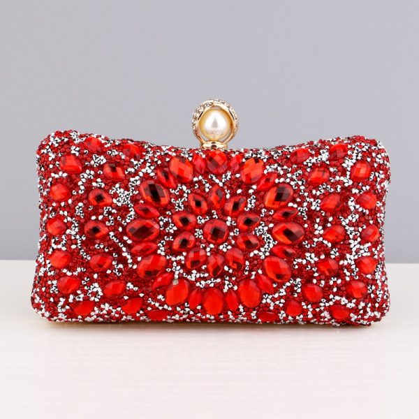 Square diamond bag handbag shoulder bag messenger bag evening bag women's fashion banquet match dress rhinestone bag