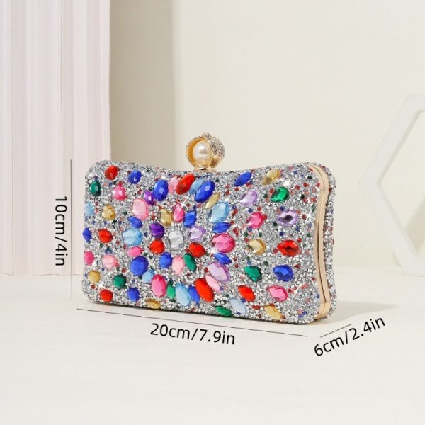 Square diamond bag handbag shoulder bag messenger bag evening bag women's fashion banquet match dress rhinestone bag