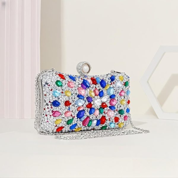 Square diamond bag handbag shoulder bag messenger bag evening bag women's fashion banquet match dress rhinestone bag