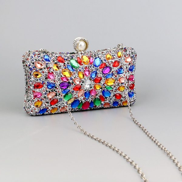 Square diamond bag handbag shoulder bag messenger bag evening bag women's fashion banquet match dress rhinestone bag